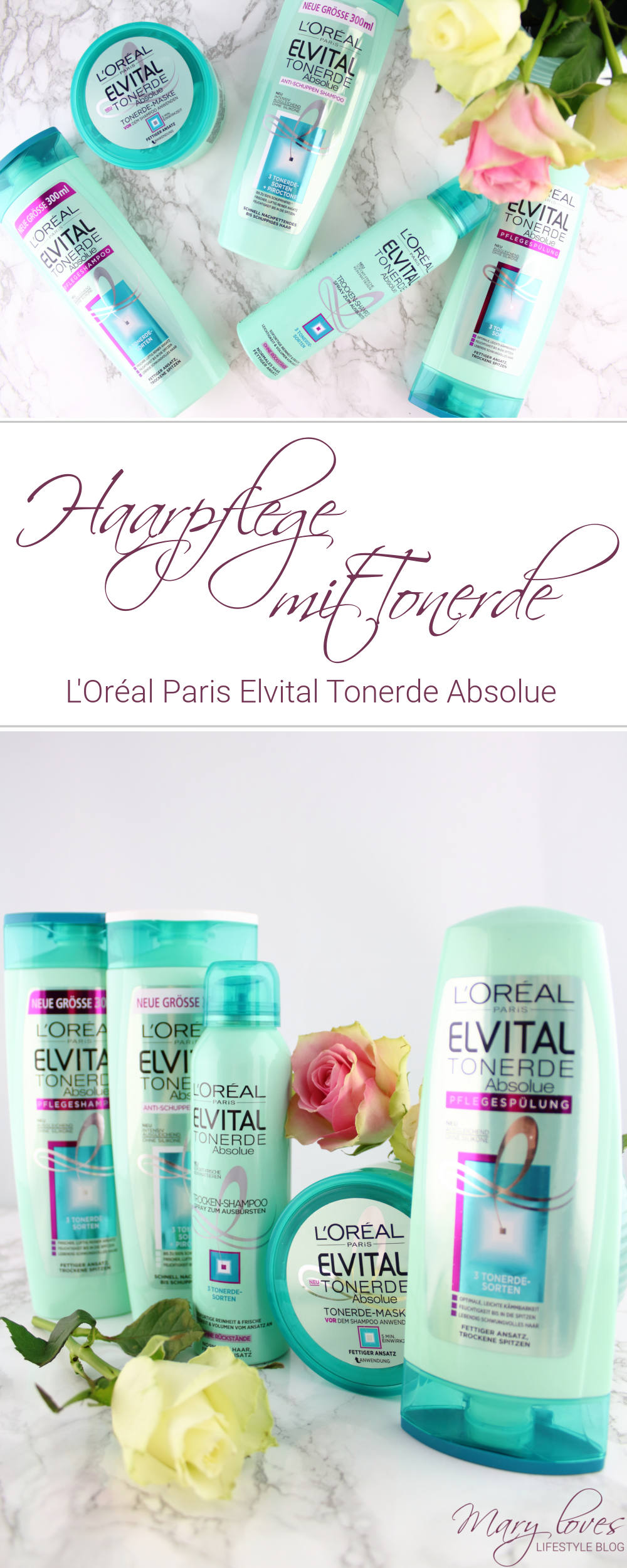 Haarpflege mit Tonerde - L'Oréal Paris Elvital Tonerde Absolue Haarpflege-Serie im Test - Haarpflegeprodukte mit Tonerde - Tonerde-Maske - Trocken-Shampoo - Tonerde Pflegespülung - Anti-Schuppen Shampoo