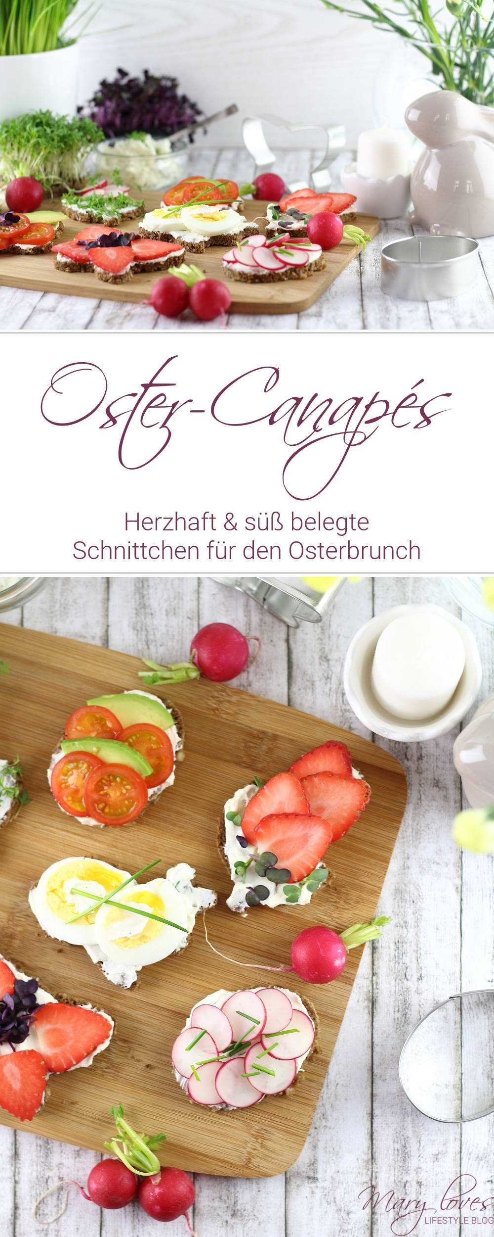 Herzhafte und süße Oster-Canapés als Vorspeise für den Osterbrunch - #ostern #ostercanapes #canapes #ostervorspeise #osterbrunch #osteridee #vegetarisch