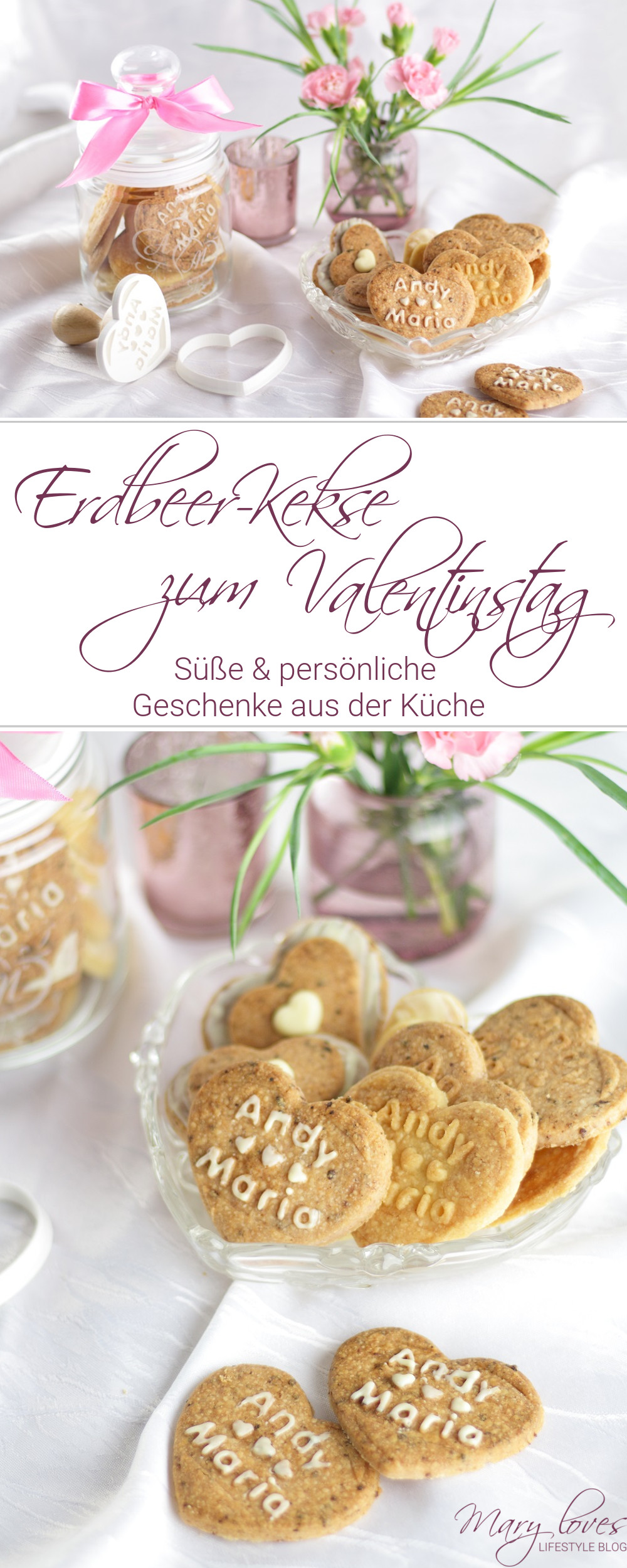 [Anzeige] Personalisierte Geschenke aus der Küche - Erdbeer-Kekse zum Valentinstag - #geschenkausderküche #küchengeschenk #erdbeerkekse #kekse #plätzchen #valentinstag #geschenkidee