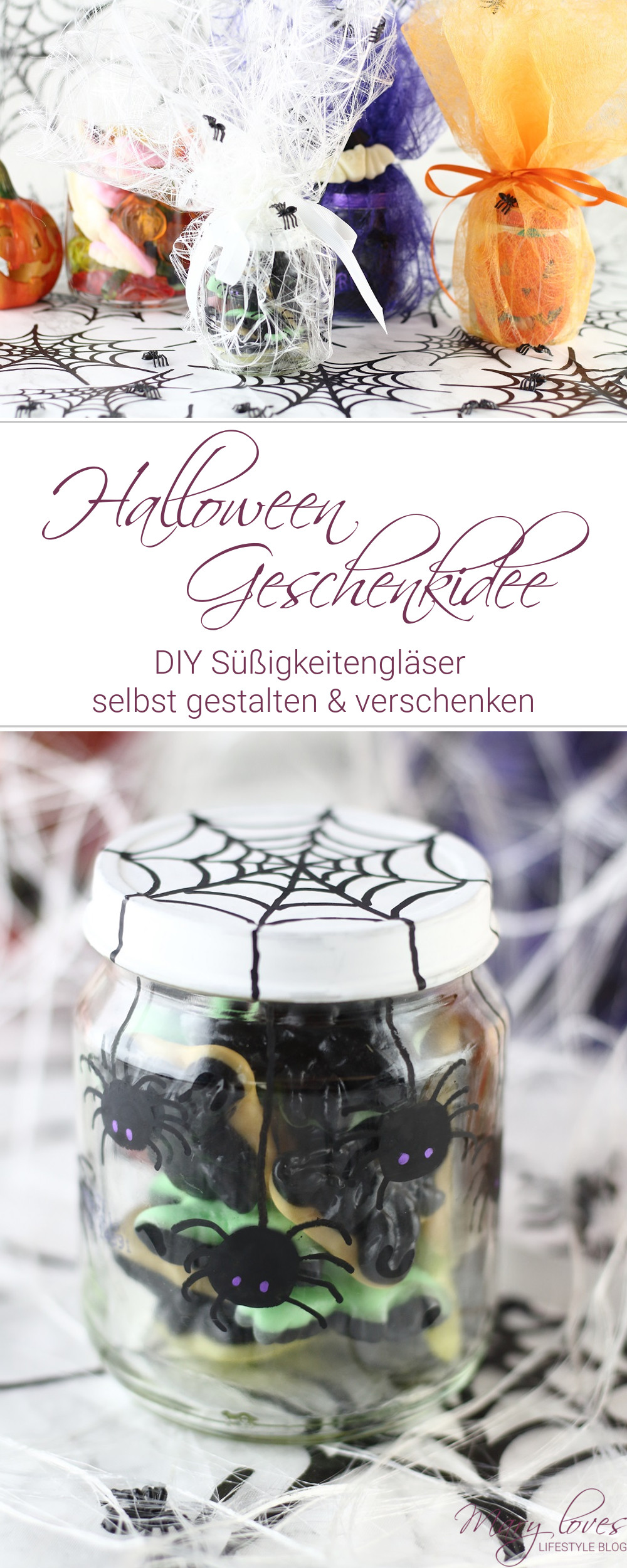 [Anzeige] Halloween-Geschenkidee - DIY Süßigkeitengläser selbst gestalten - #halloween #halloweendiy #süßigkeitengläser #süßesodersaures #geschenkidee #halloweengeschenk #bastelnmitkindern